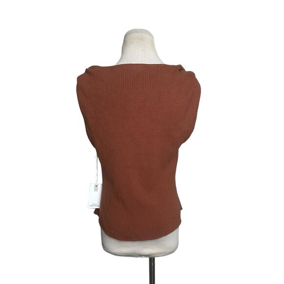 Good American Twisted Strap Brown Ribbed Knit Tank Top size 5/6 - 2XL - Picture 2 of 13